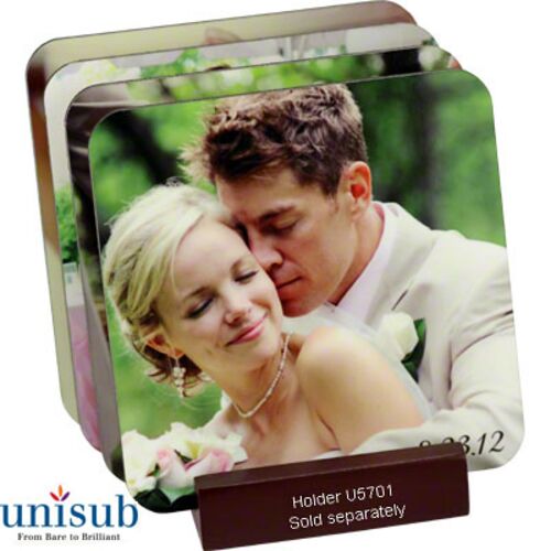 Unisub Sublimation Blank Hardboard Coaster - 3.75" - Square w/Cork Bottom Thumbnail